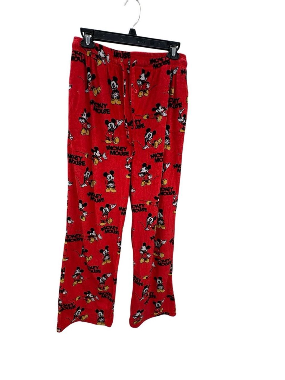 Disney Mickey Mouse Red Fleece Pajama Lounge Pants Drawstring Waist